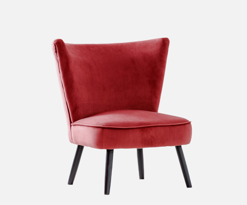 Velveta Wingback Lounge Chair – Crimson Red