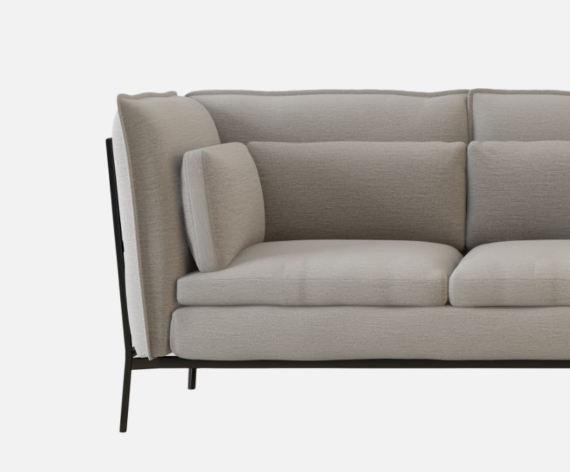 FrameNest Minimalist Sofa – Soft Sand Linen
